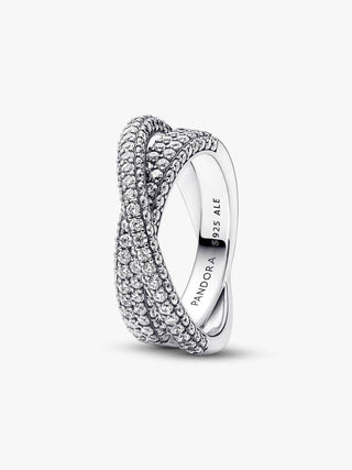Anel Dois Aros Cruzados Pavé Pandora Timeless