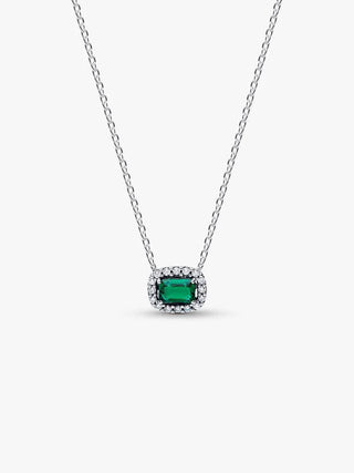 Colar Pendente Auréola Verde Cintilante Rectangular